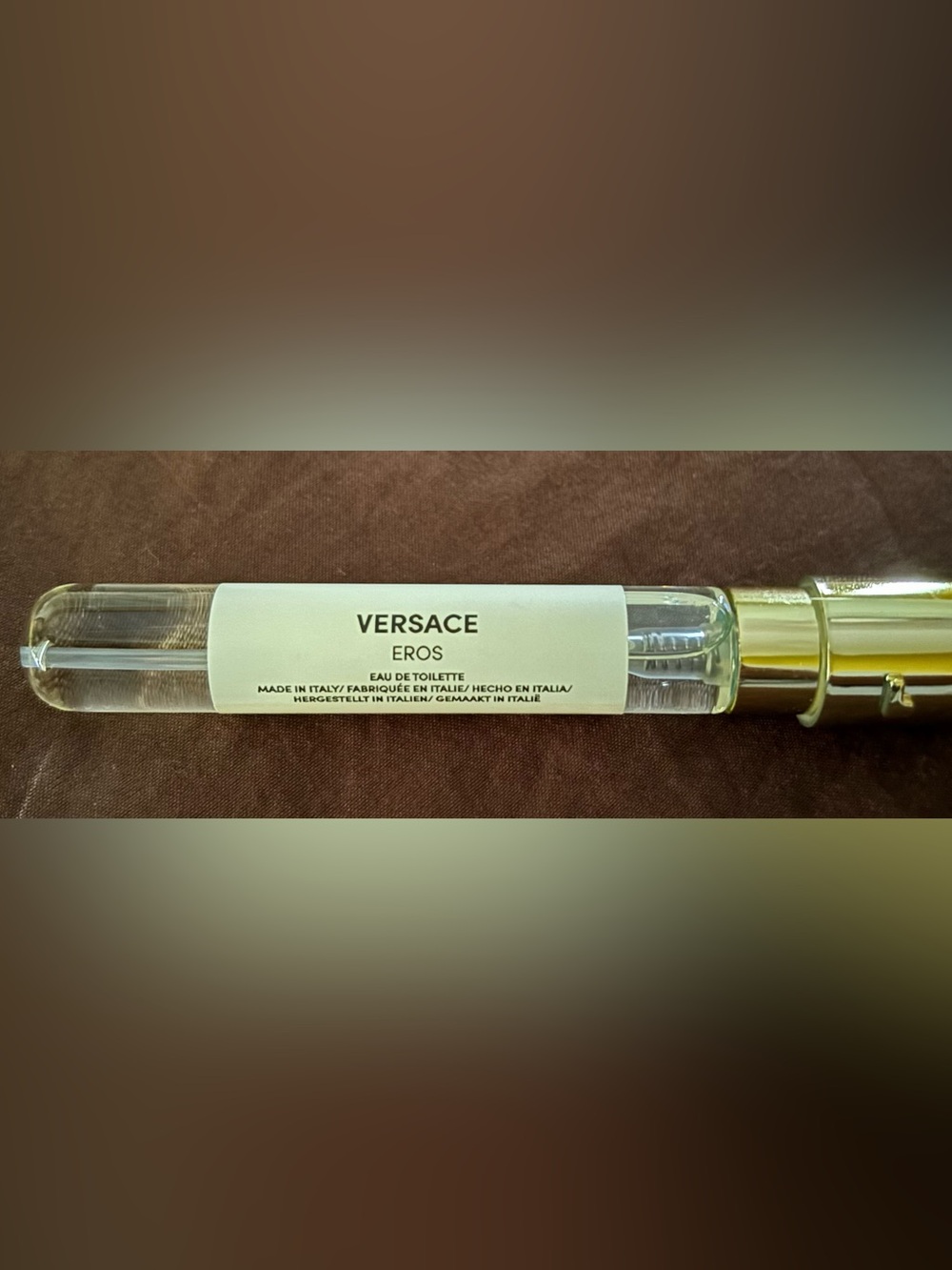 Versace Eros Clear Glass Roller with Gold Accents